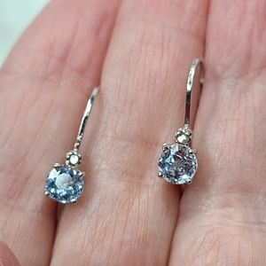 Aquamarine and Diamond Earrings